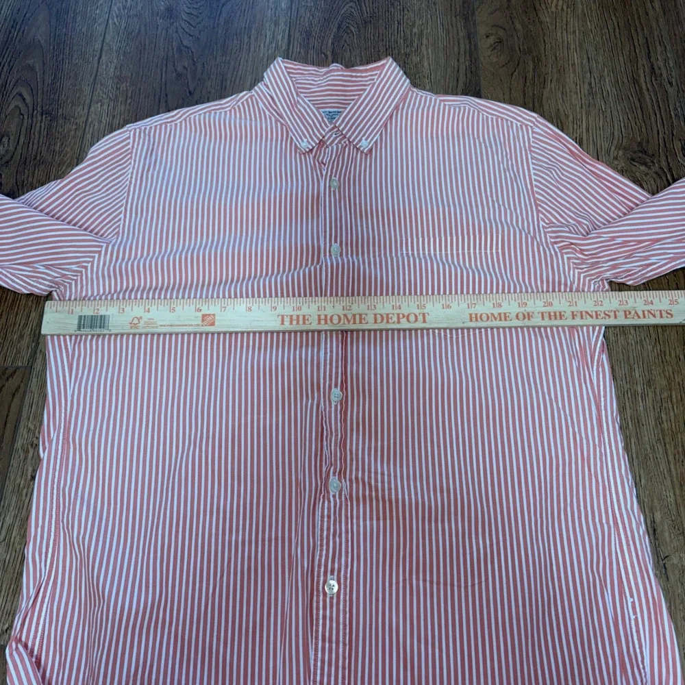J Crew Mens L Casual orange white stripe 100% Cotton Button Down Shirt‎ Woven